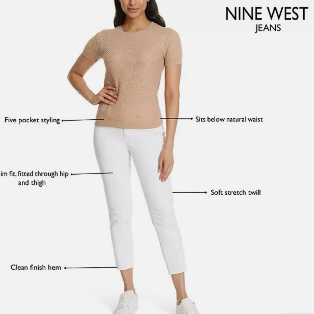 Nine West Gramercy Denim Crop Pants size 8 White Like New - Picture 7 of 9
